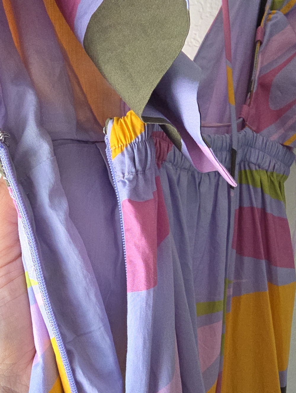 La Ligne Multicolor Tiered Flutter Maxi Dress in Yellow, Lilac & Olive - Picture 8 of 10